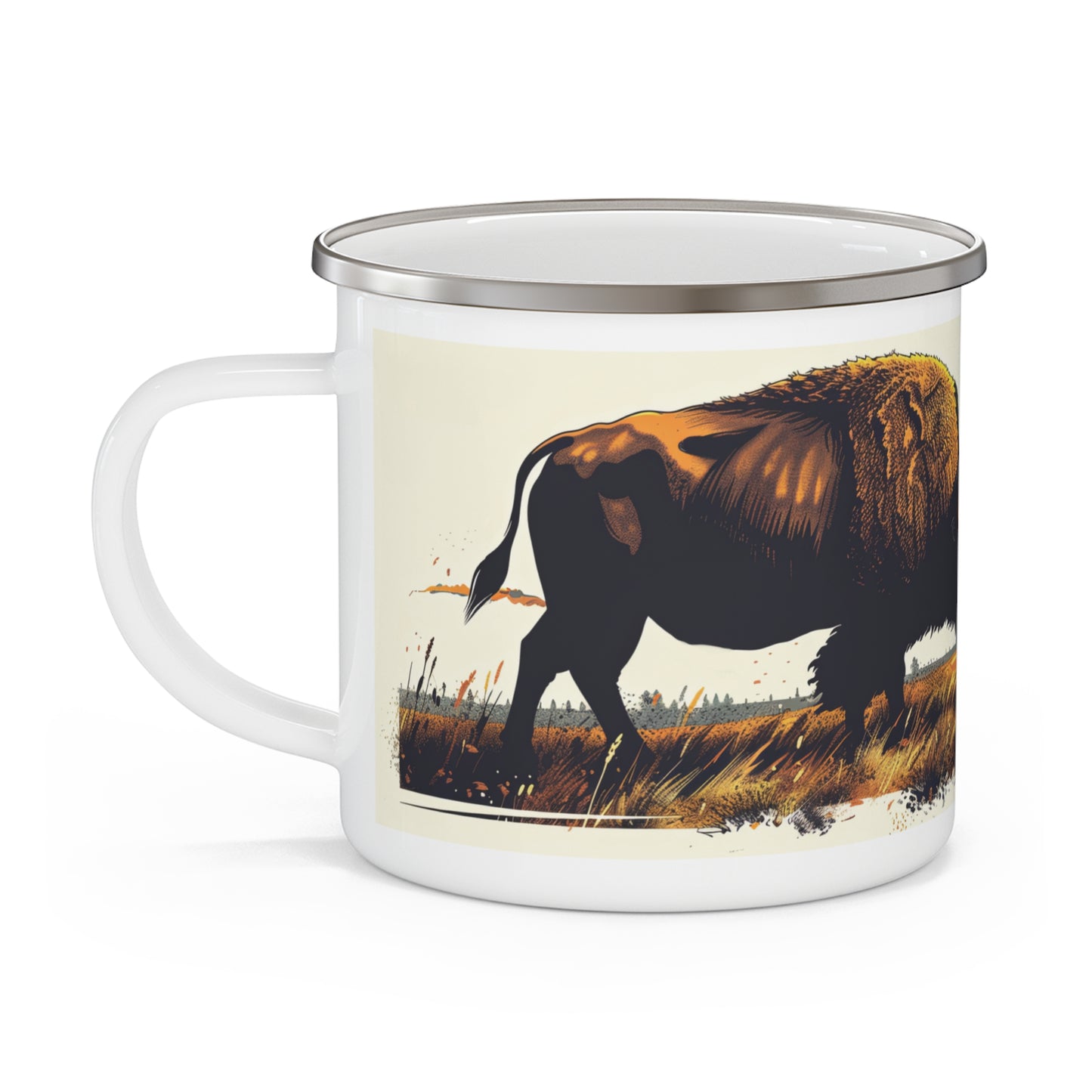 Vintage Vibes American Bison/ Buffalo Enamel Camping Mug