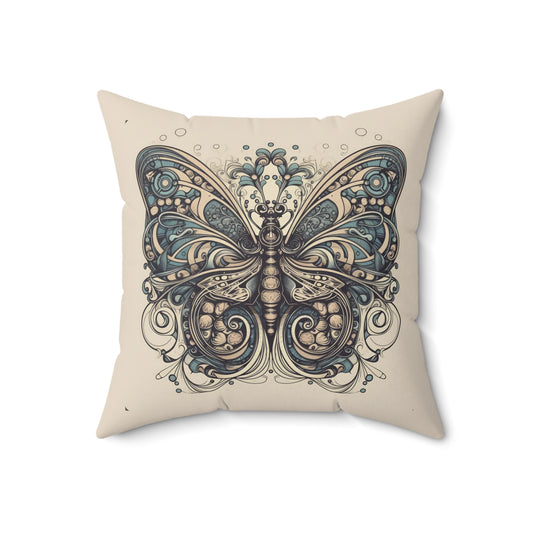 Art Nouveau Butterfly Taupe Pillow