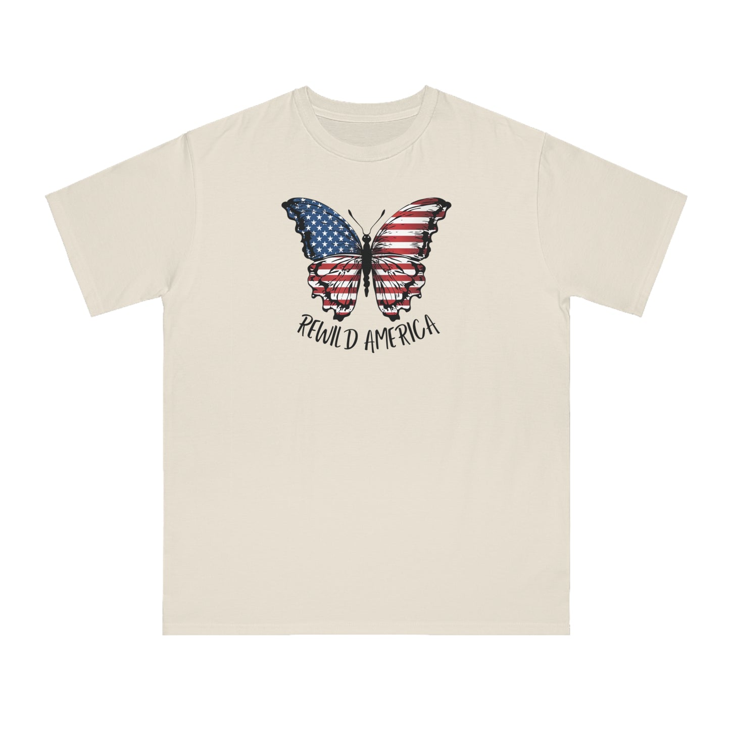 Rewild America Patriotic Butterfly Eco-Friendly Organic Cotton Unisex T-Shirt