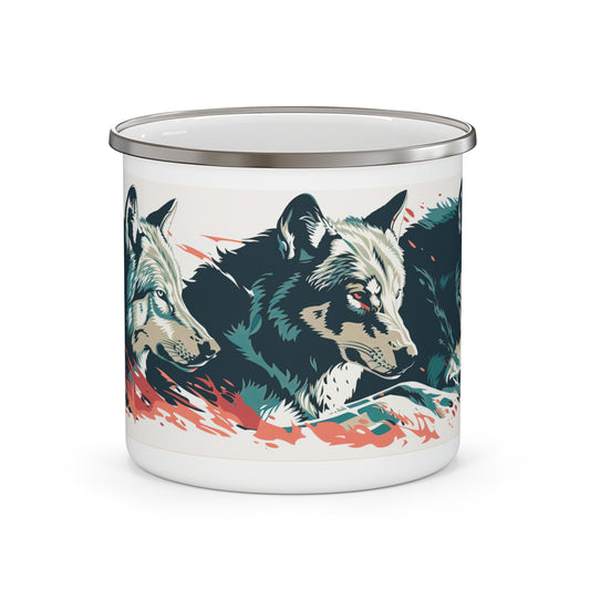 Wolf Pack Enamel Camping Mug