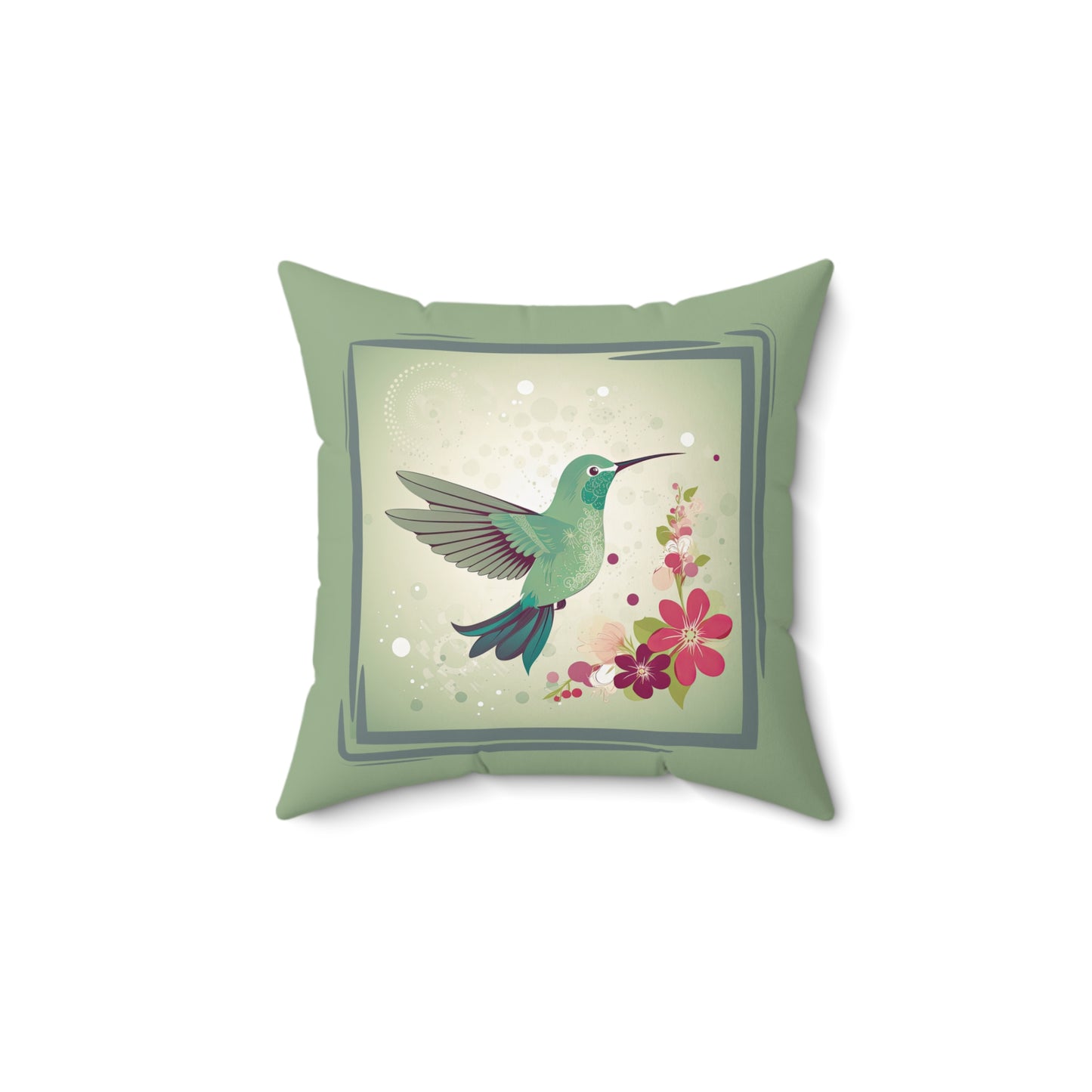 Happiness is a Hummingbird Spun Polyester Square Pillow