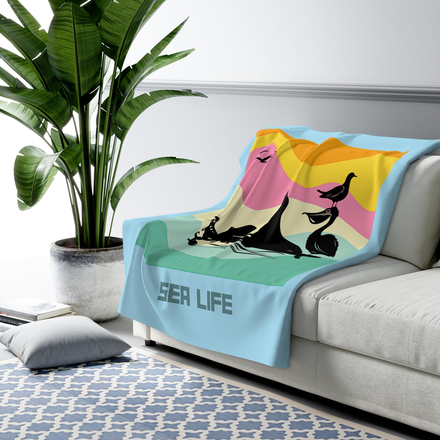 Sea Life Sherpa Fleece Blanket