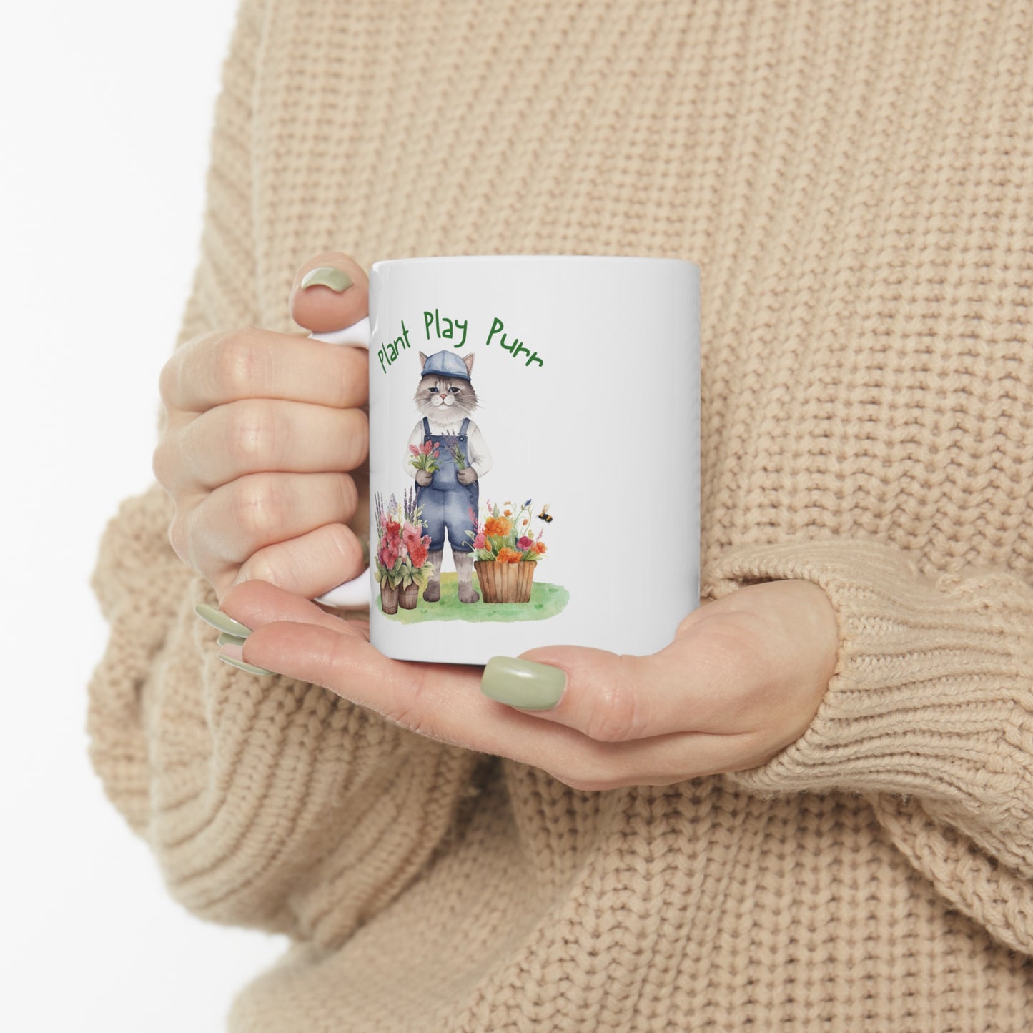 Plant, Play, Purr Ceramic Mug