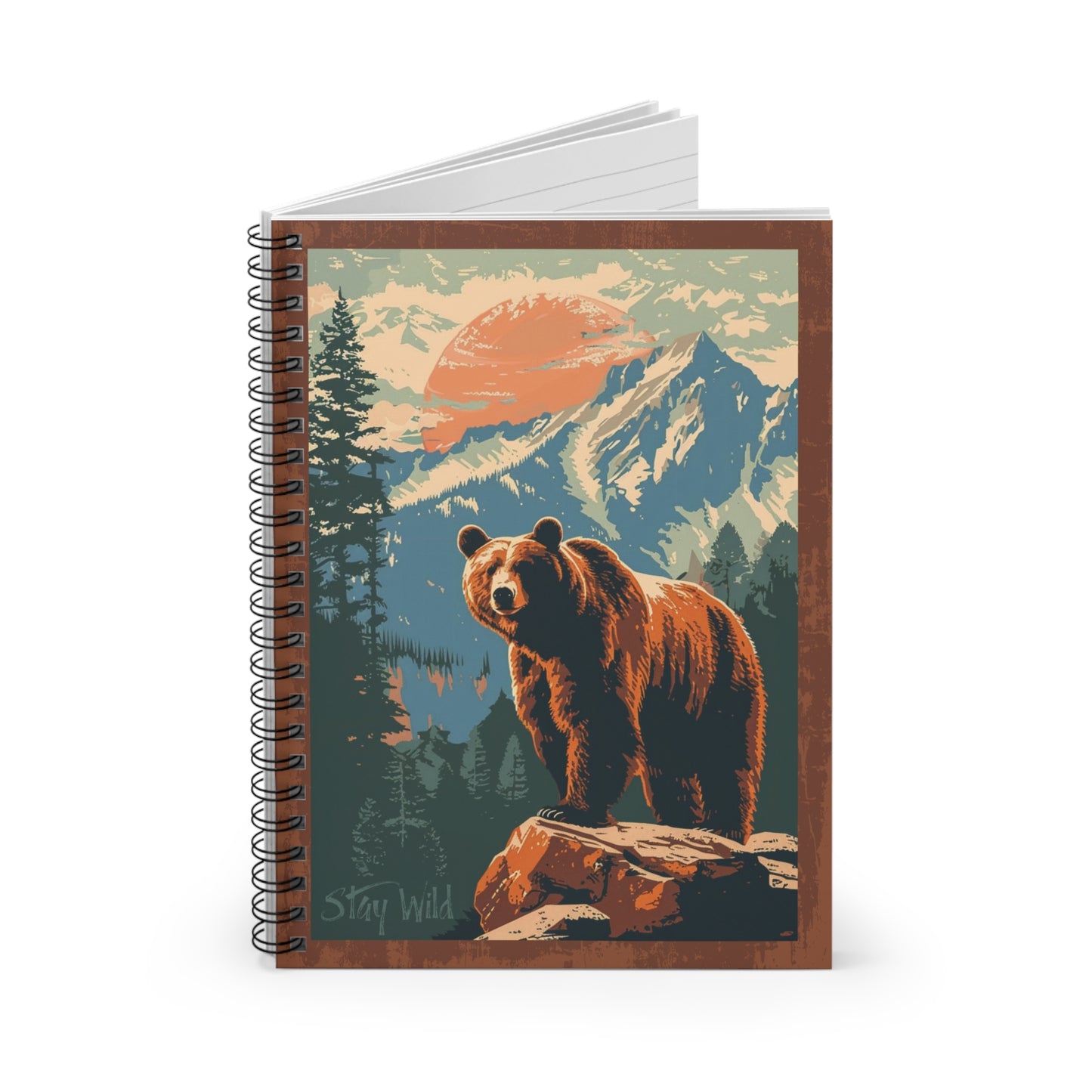 Stay Wild Grizzly Spiral Notebook - Ruled Line