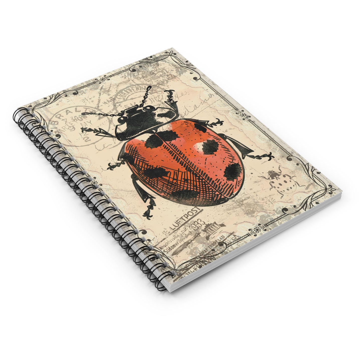 Ladybug Stamp Spiral Notebook - Ruled Line