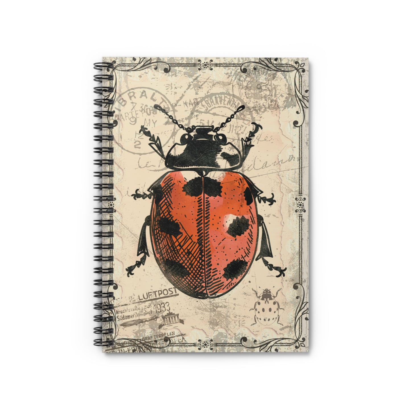 Ladybug Stamp Spiral Notebook - Ruled Line