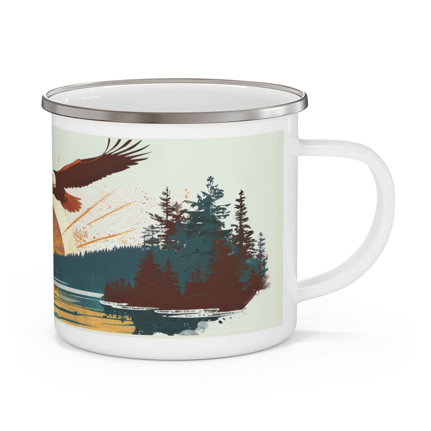 Vintage Vibes Soaring Eagle Enamel Camping Mug