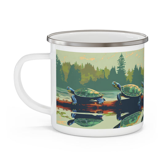 Lake Life Turtles Enamel Camping Mug