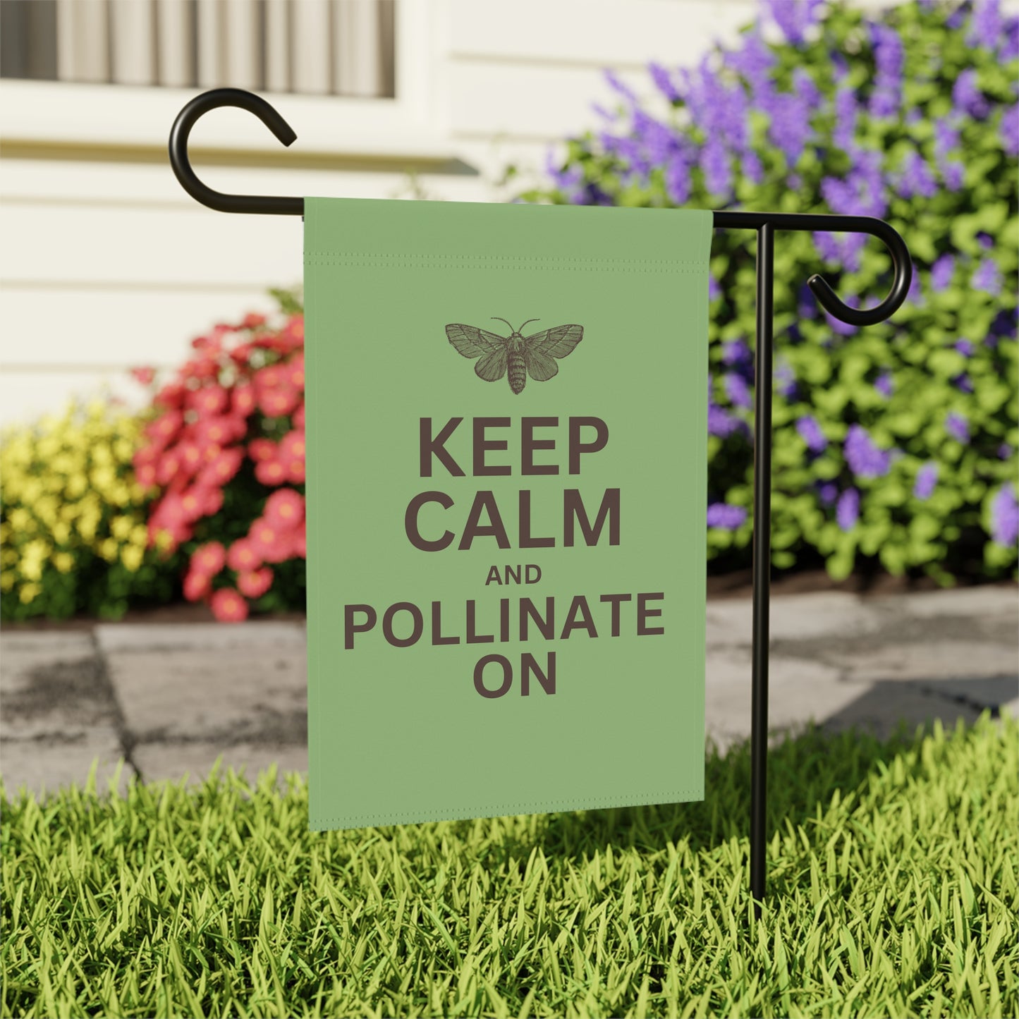 Keep Calm and Pollinate on Moth Garden & House Banner