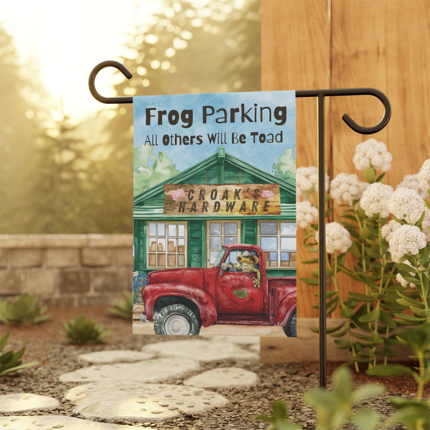 Frog Parking All Others Will Be Toad Funny Garden Flag