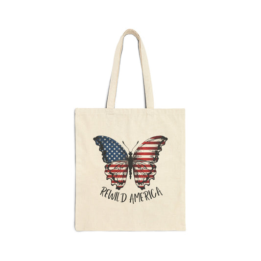 Rewild America Butterfly Cotton Canvas Tote Bag