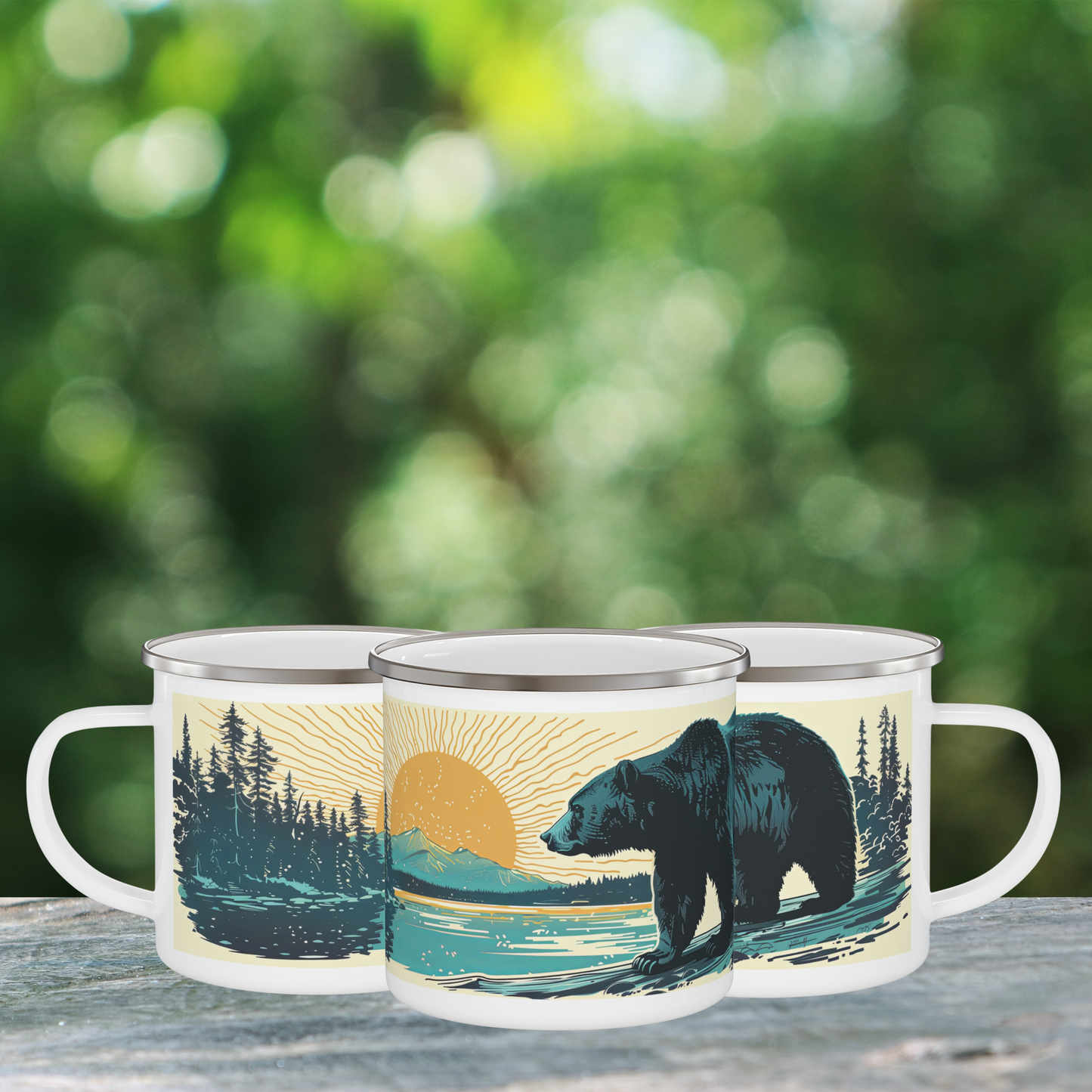 Vintage Vibes Bear Lake Enamel Camping Mug