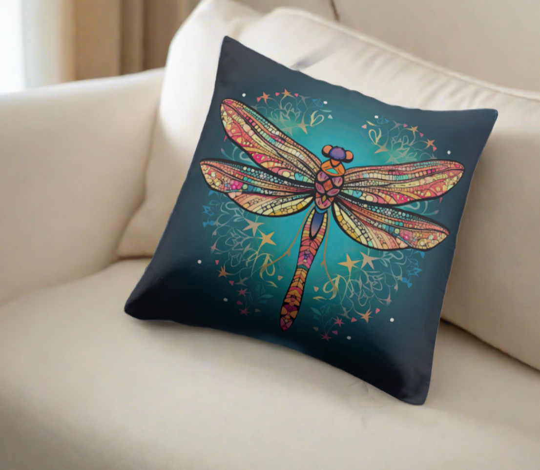 Dragonfly Glow Spun Polyester Square Pillow