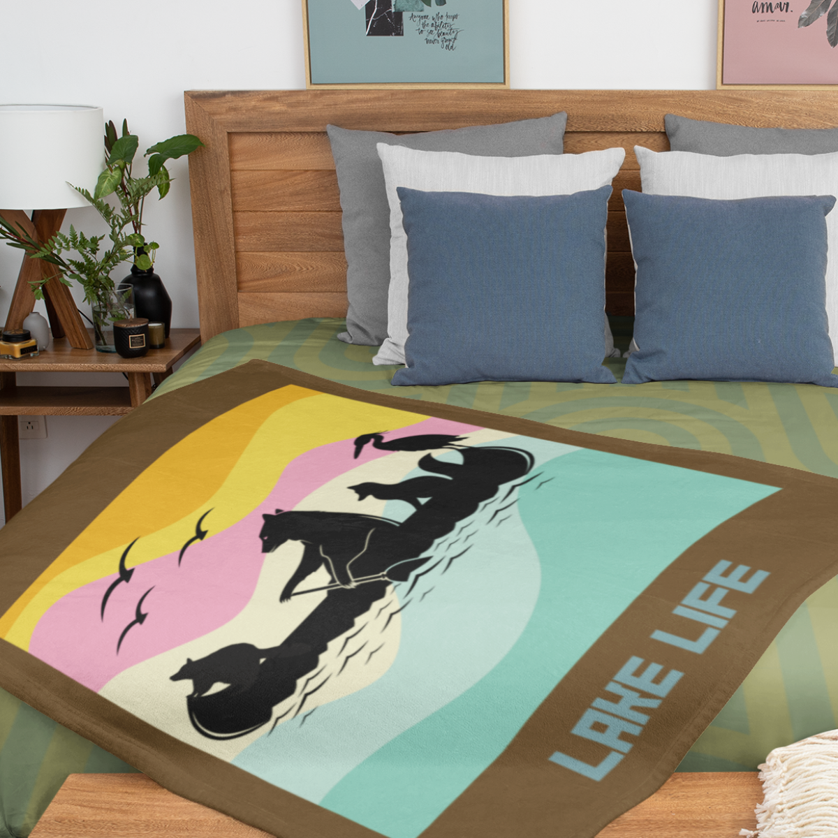 Lake Life Sherpa Fleece Blanket