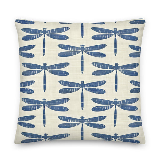 Indigo Dragonfly Premium Pillow