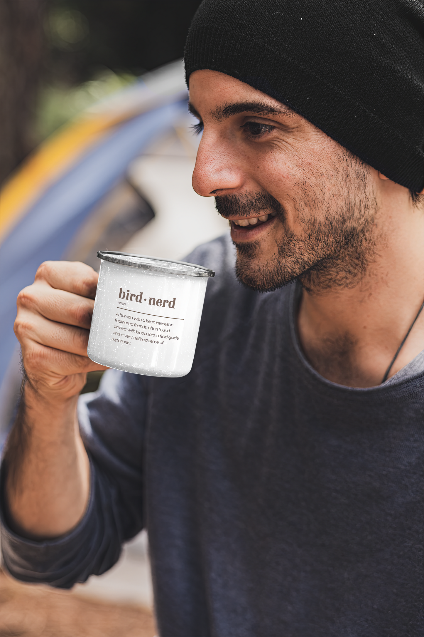 bird nerd definition Enamel Camping Mug