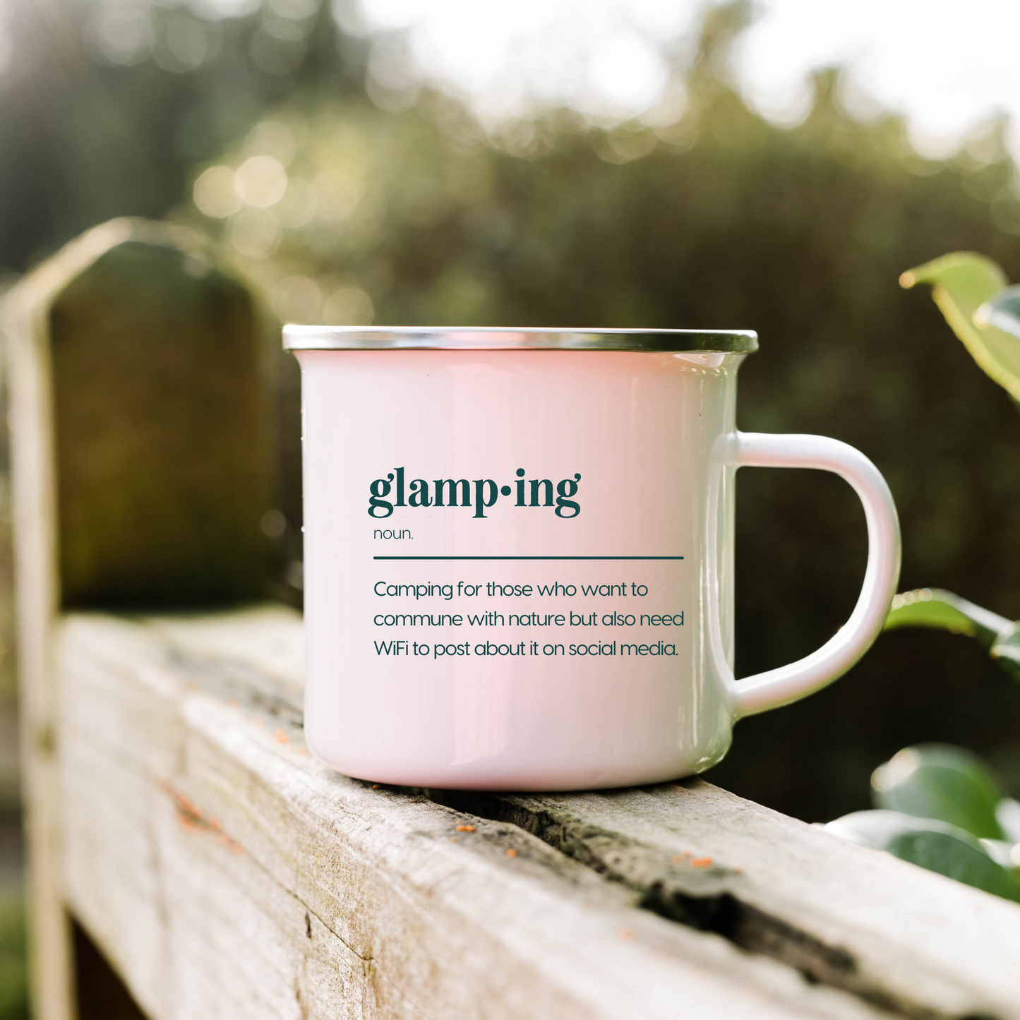 glamping definition Enamel Camping Mug