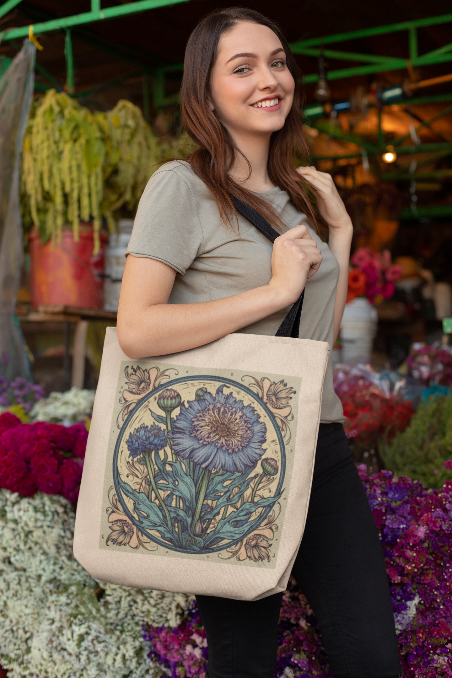 Art Nouveau Cornflower Tote Bag