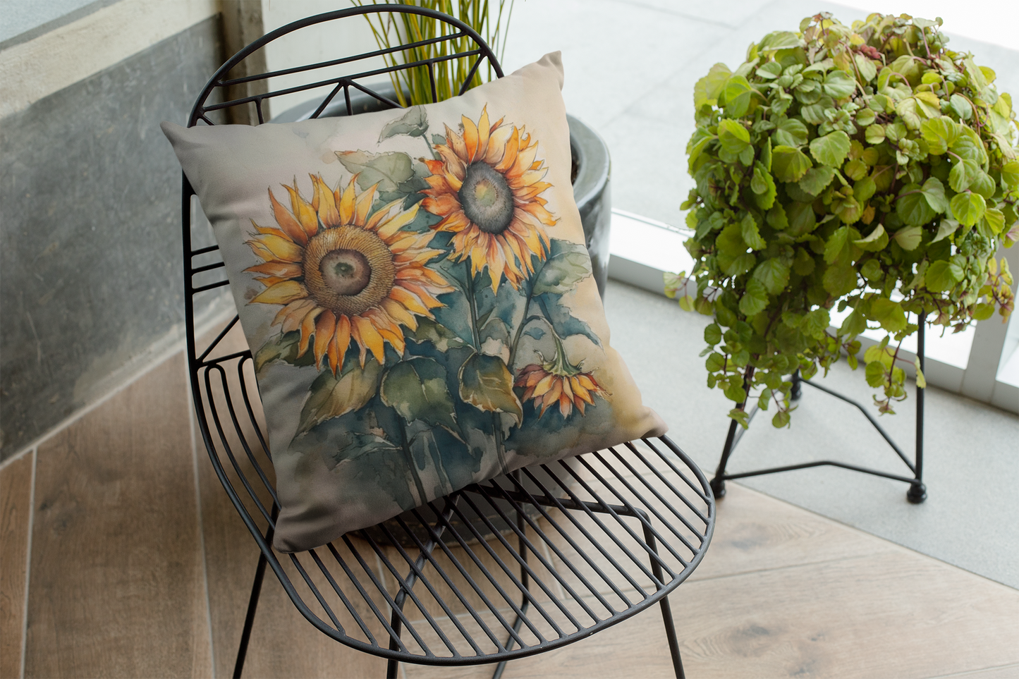 Moody Sunflowers Spun Polyester Square Pillow