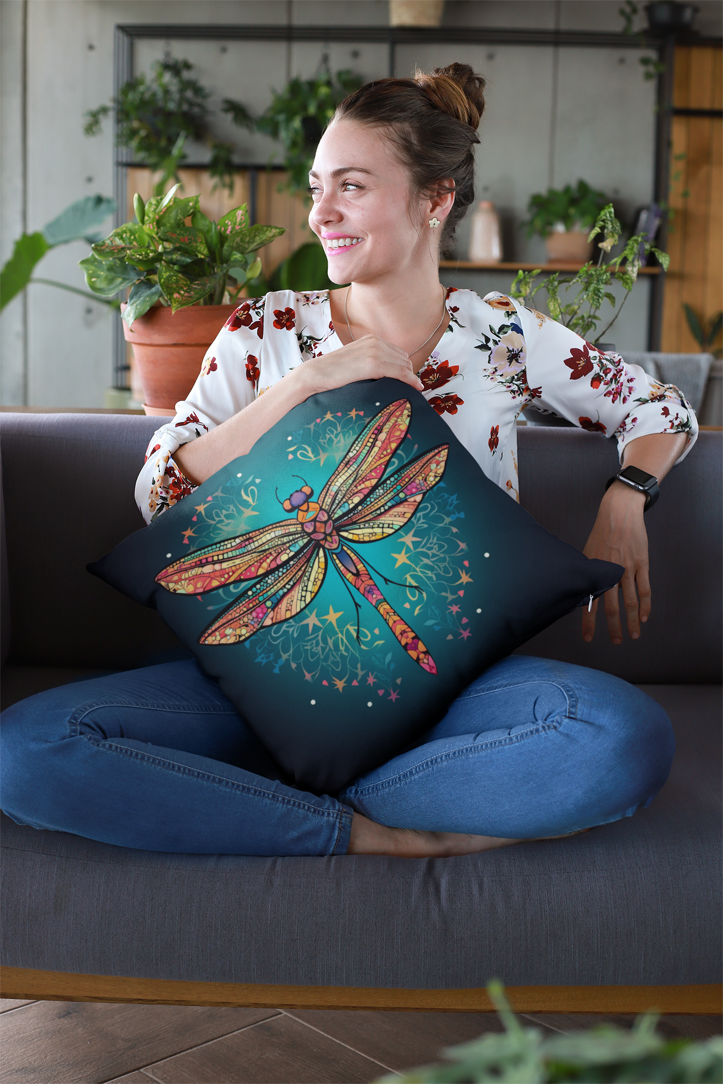 Dragonfly Glow Spun Polyester Square Pillow