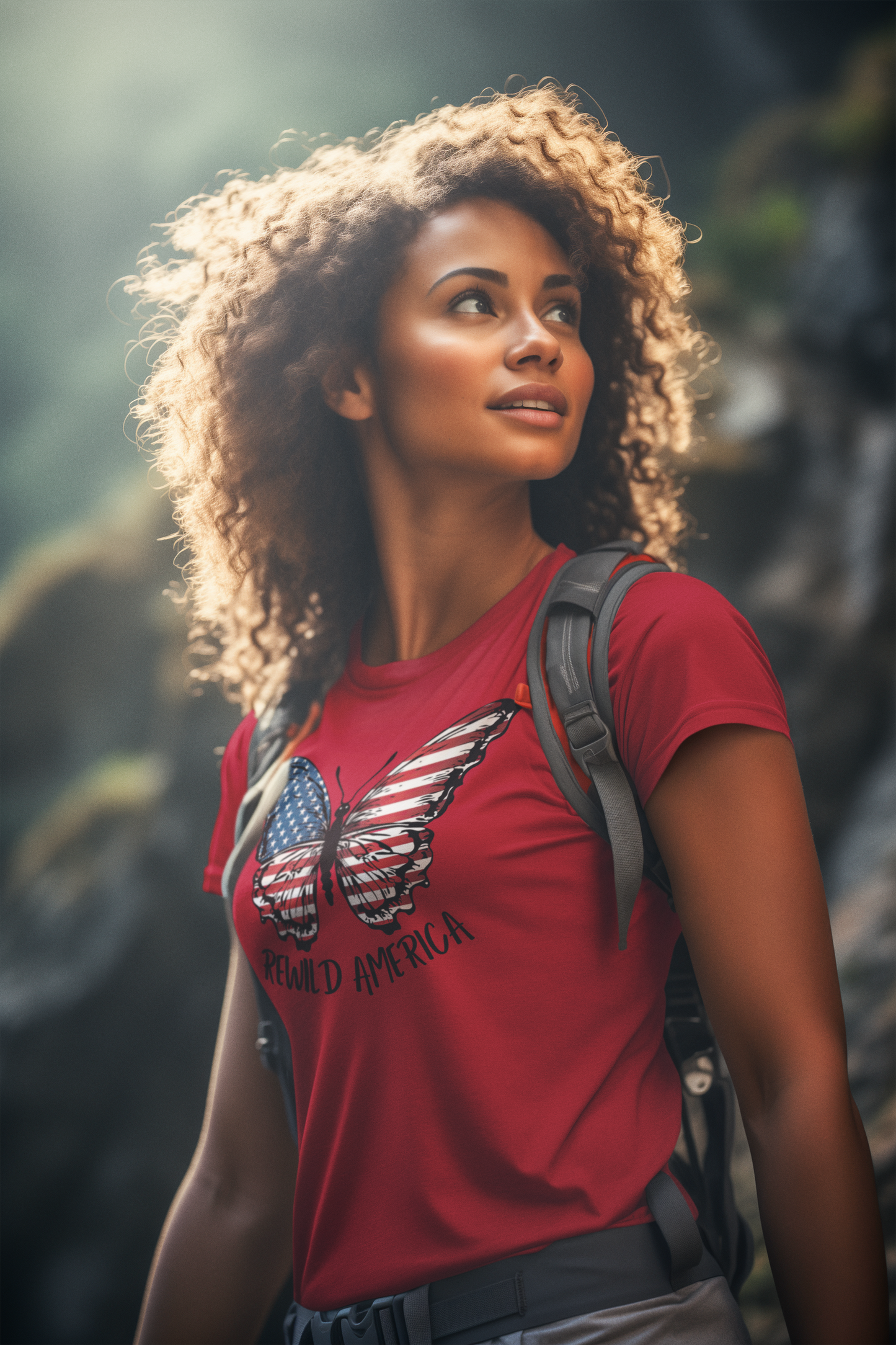 Rewild America Patriotic Butterfly Eco-Friendly Organic Cotton Unisex T-Shirt